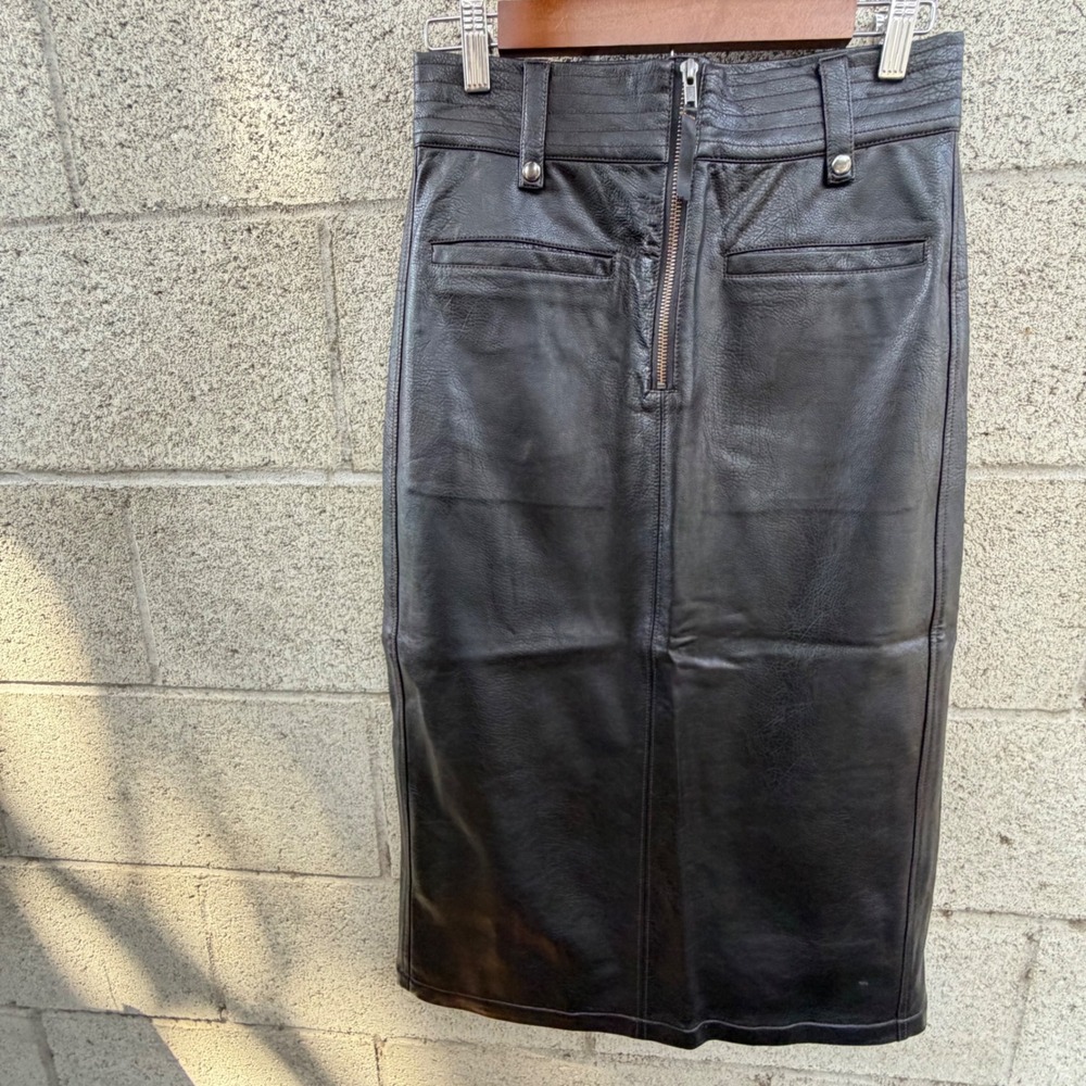 Pilcro Size 4 Faux Leather Midi Pencil Skirt Dark Academia Edgy Streetwear